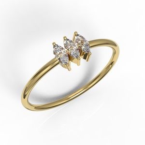 Minimalist Dainty Gold Trinity Marquise CZ Ring